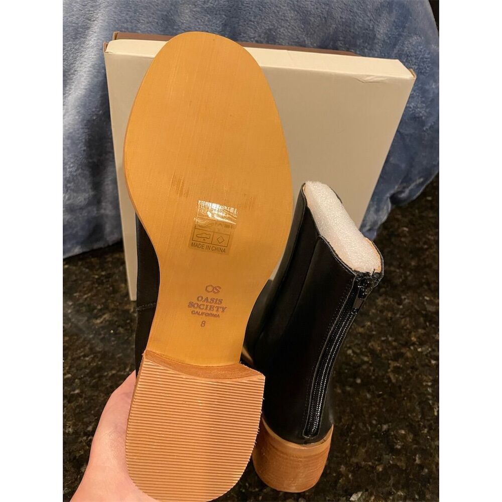 Oasis Society Olivia Women's Black Chelsea Boots Chunky Heel Round Toe 7.5 - Picture 6 of 8